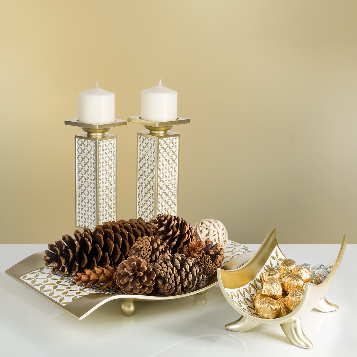 Creative Scents Schonwerk Diamond Lattice Decorative Table Decorations, Centerpieces for Dining/Living Room Table Decor Dish - Coffee Table Decor Best Wedding/Birthday Gift