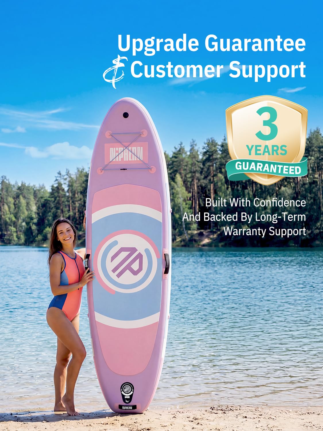 Niphean（Ultra-Light） Inflatable Paddle Board with StabilTrac Fin and Durable SUP Accessories, 10' Stand Up Paddle Boards for Adults & Youth, Versatile Yoga Paddle Board-Lavender Whispers with Seat