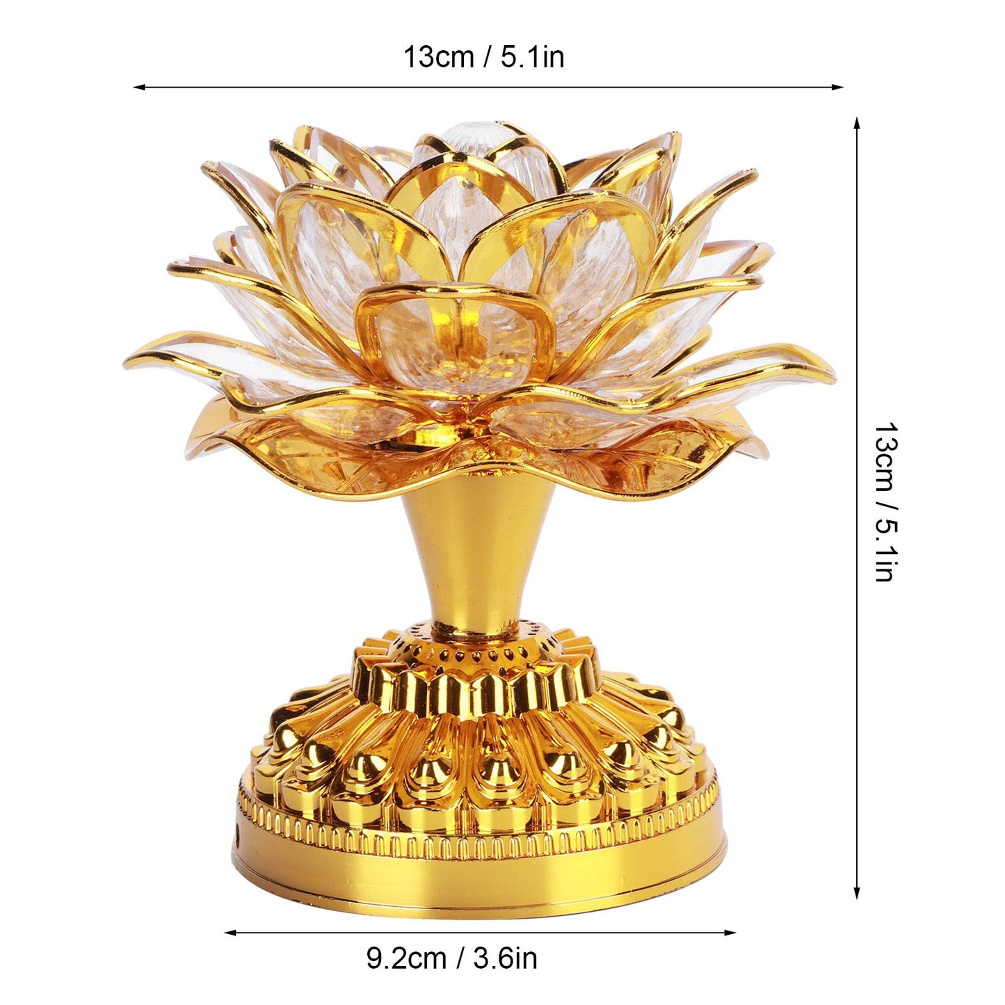 Zerodis Buddhist Lamp 7 Color LED Lotus Lamp with Automatic Color Shift Golden Buddha Night Light for Home Office Yoga Studio (Batteries Not Included)