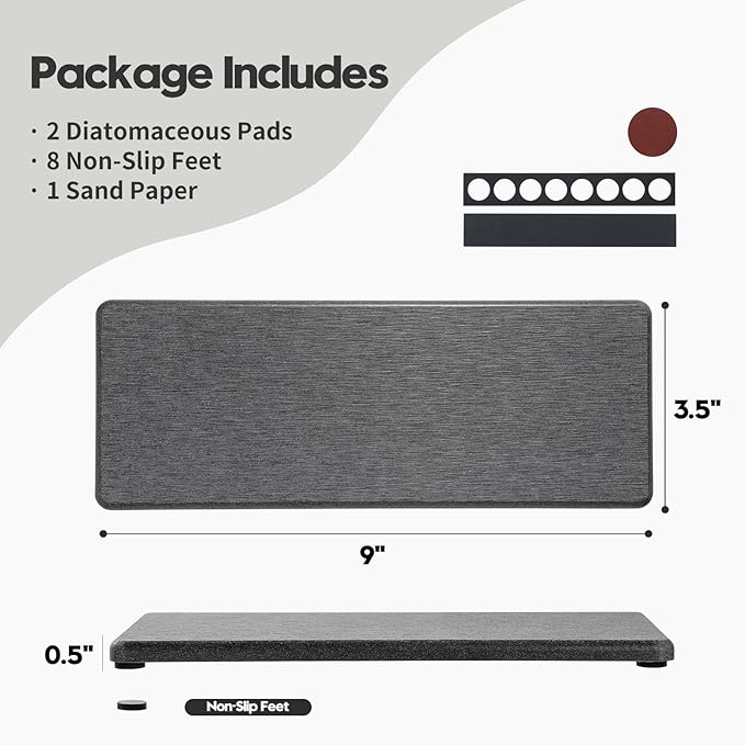 2PCS Bathroom Trays, Water Absorbing Diatomite Stone Quick Drying Mat