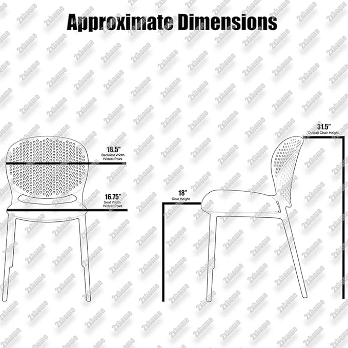 2xhome Patio Dining Chair | Modern Stackable Outdoor Pool Side Chair | Weather Resistant Plastic for Yard, Porch, Balcony, Kitchen, Black, Single, Set of 1