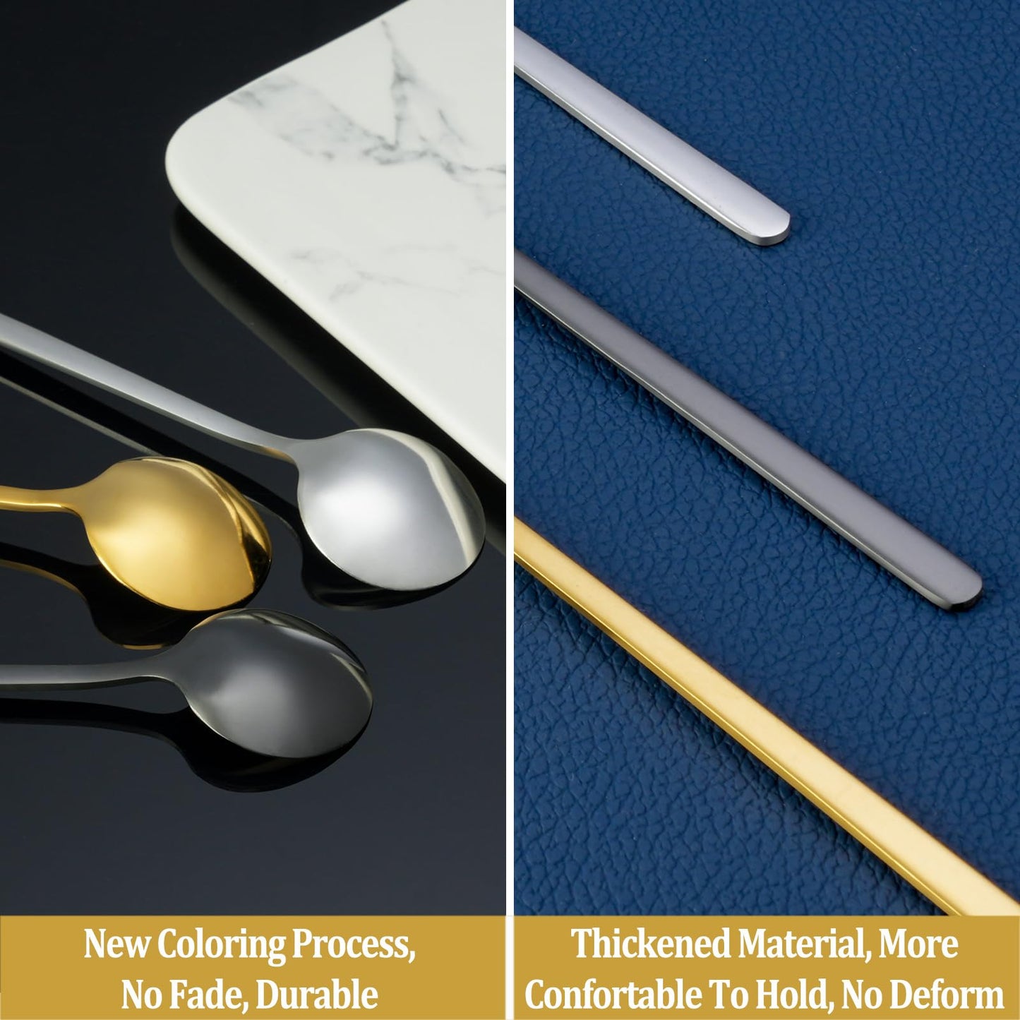 12 Pcs Coffee Spoons Set, 6.7" Gold Tea Spoons Long Handle, Gold Small Teaspoons, Stainless Steel Espresso Spoon, Long Spoon for Stirring, Coffee Bar Accessories (Pack of 2)