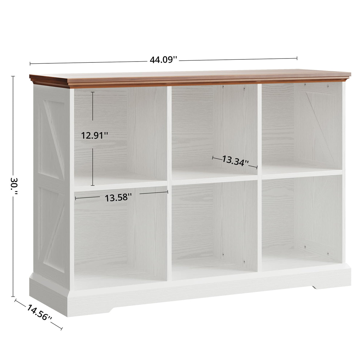 IRONCK 6 Cube Storage Organizer, Wooden Cube Shelf with Storage, Farmhouse Bookcase for Bedroom, Living Room and Home Office, White