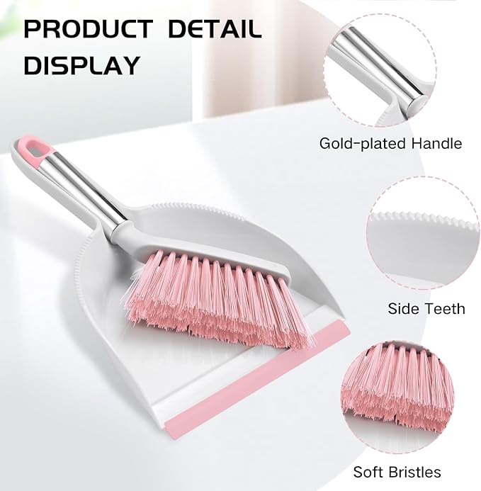 NACENA Mini Broom and Dustpan Set, Small Dust Pan and Brush Set