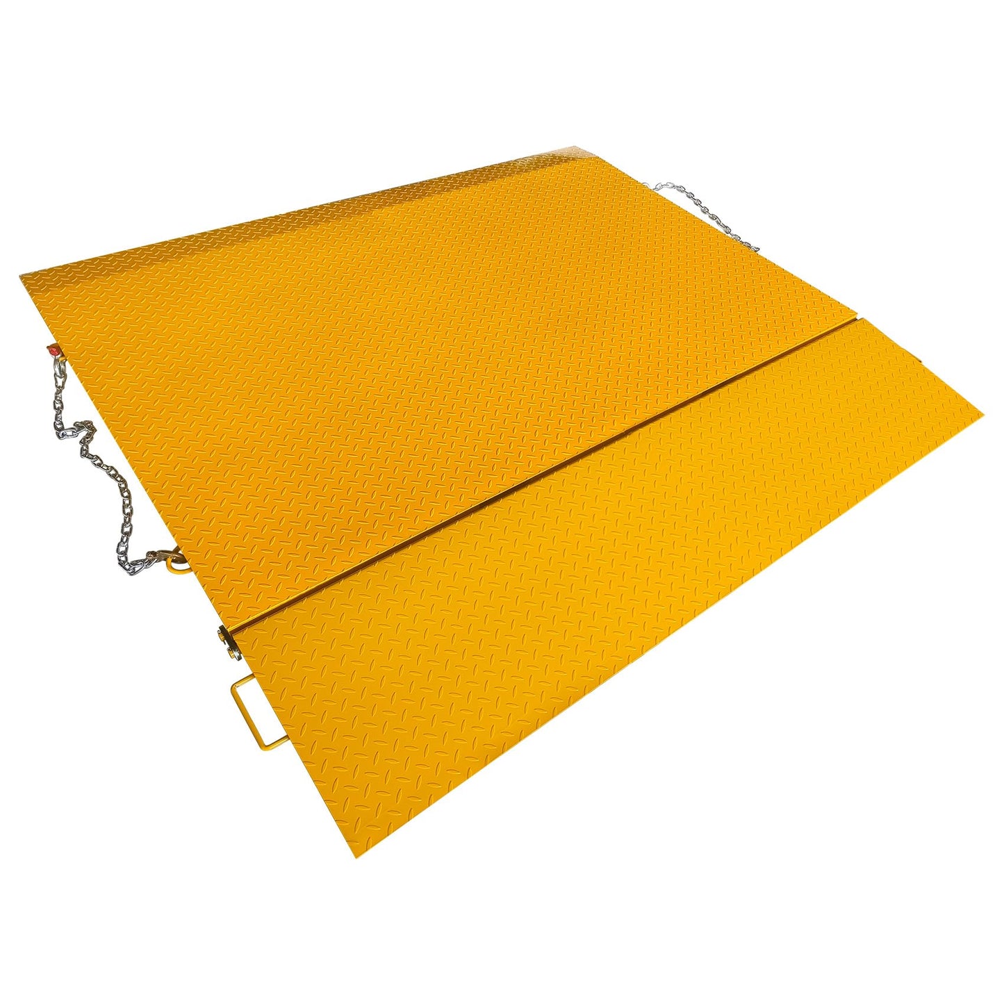 Heavy Duty Shipping Container Ramp 16,000 lbs Capacity, Forklift Compatible Steel Loading Ramp with Fold-Down Loop Flips, Safety Chain & Pin, Spray Paint Coated for Warehouse Dock Truck