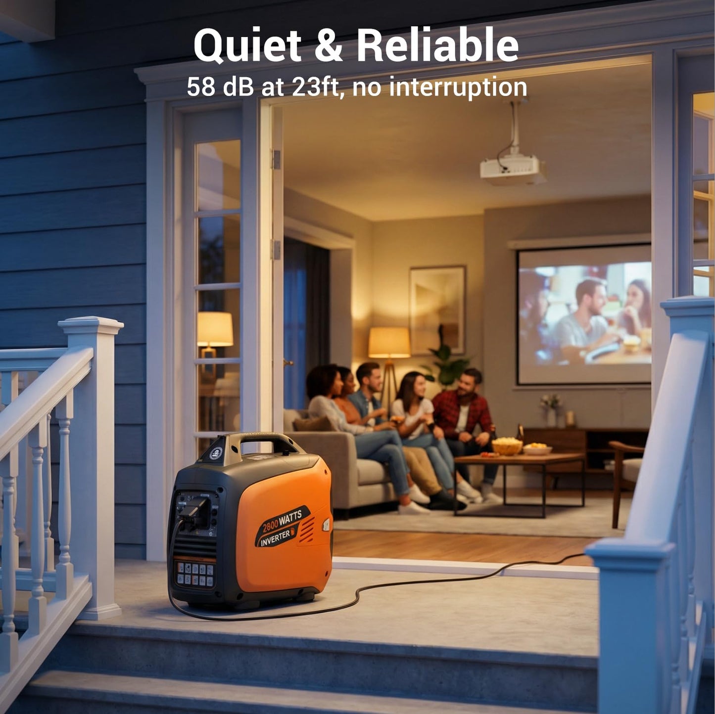 2800W Portable Inverter Generator, Quiet Gas-Powered Generator for Home Backup, Camping, RVs, and Clean Power for Sensitive Electronics, EPA Standard Compliant