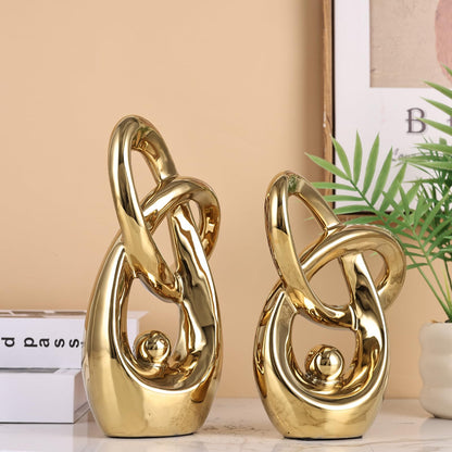 GAOSHENG Gold Modern Abstract Art Home Decor Accent,Statues Coffee Table Decor for Living Room,Table Centerpieces for Dining Room,Ceramic Sculptures and Gold Knick Knacks for TV Stand Decor