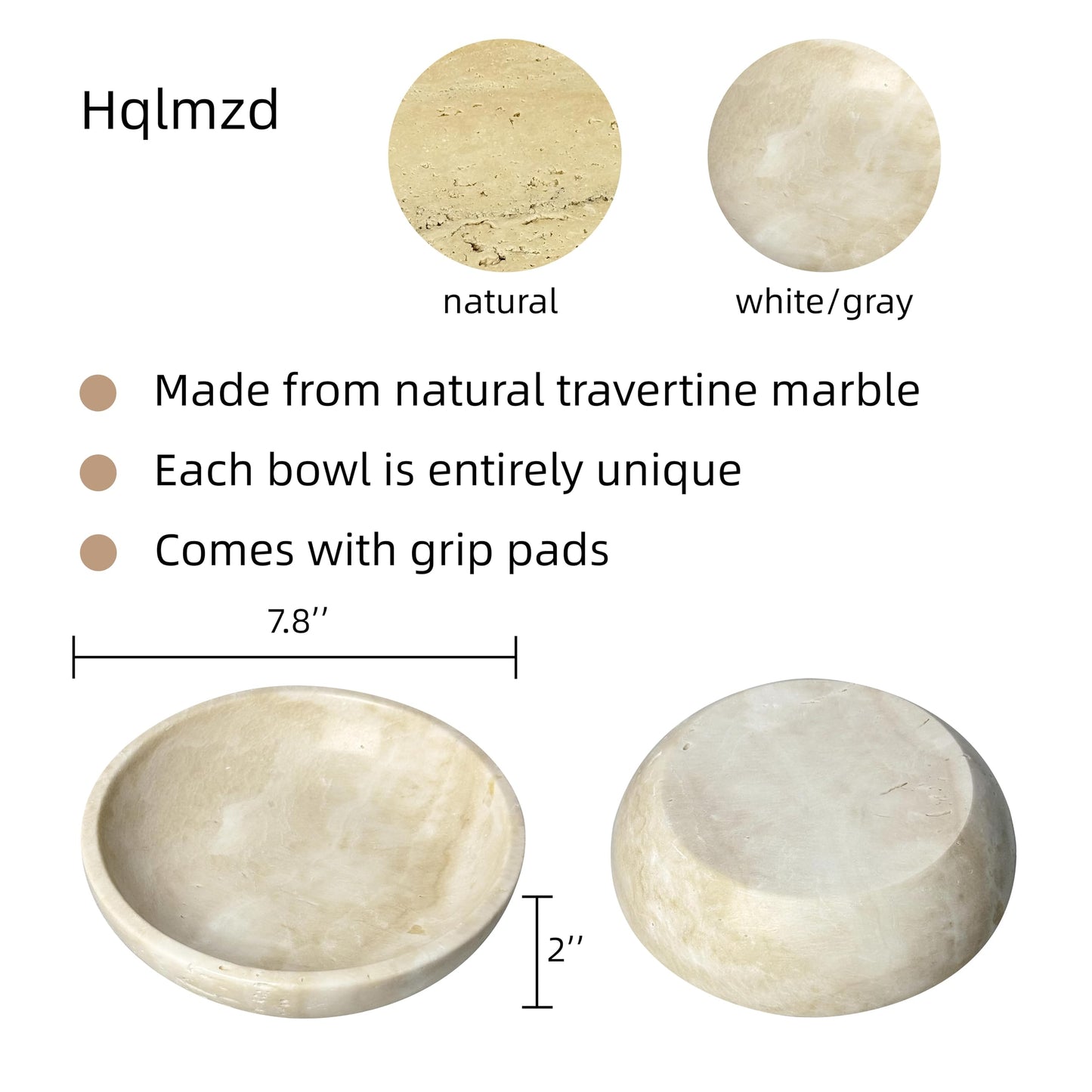 Hqlmzd Travertine Decorative Bowls for Home Decor, Keys Bowl for Entryway Table Modern Home Decor (White)