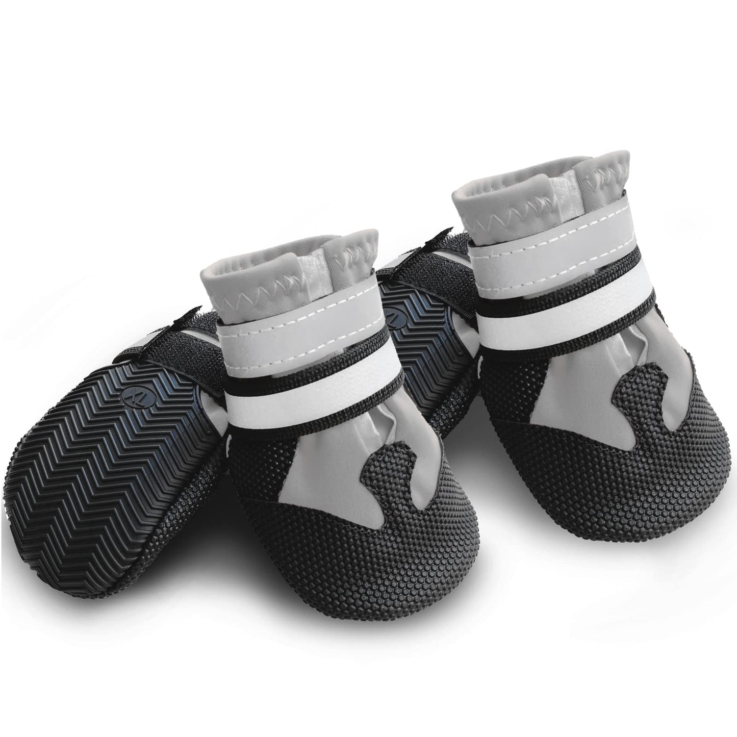 NeuWee Dog Boots, Non-Slip Dog Paw Protectors, Set of 4 Waterproof Dog Shoes with Adjustable Reflective Straps and Anti Slip Sole for Small Medium Large Dogs Outdoor (M, Grey)