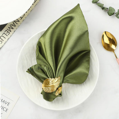 Monkkino Gold Napkin Rings, Shiny Metal Napkin Rings Set of 12, Study Leaf Shaped Table Decor, Stylish Fall Napkin Ring Bulk for Christmas, Easter, Wedding, Party, Elegant Table Settings Gift Ideas