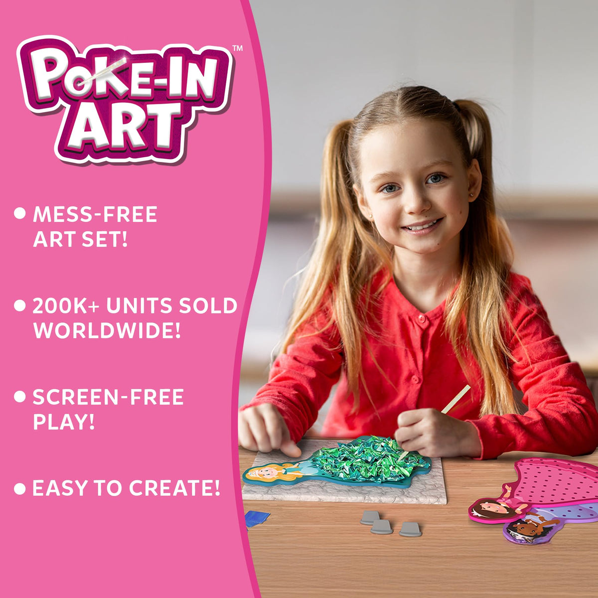 Skillmatics Poke-in Art - Magical Princesses, Mess-Free Fun for Kids, DIY Wood Craft Kits, Creative Activity, Gifts for Girls & Boys Ages 4, 5, 6, 7, 8, 9
