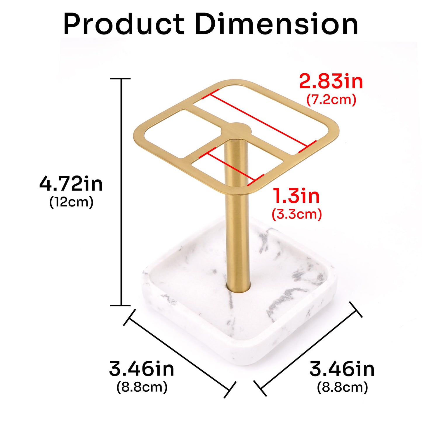 DODAMOUR Stainless Steel Toothbrush Holder with Marble-Style Weighted Base, 3-Section Organizer for Electric Toothbrushes & Toothpaste, Bathroom Countertop Stand (Gold)