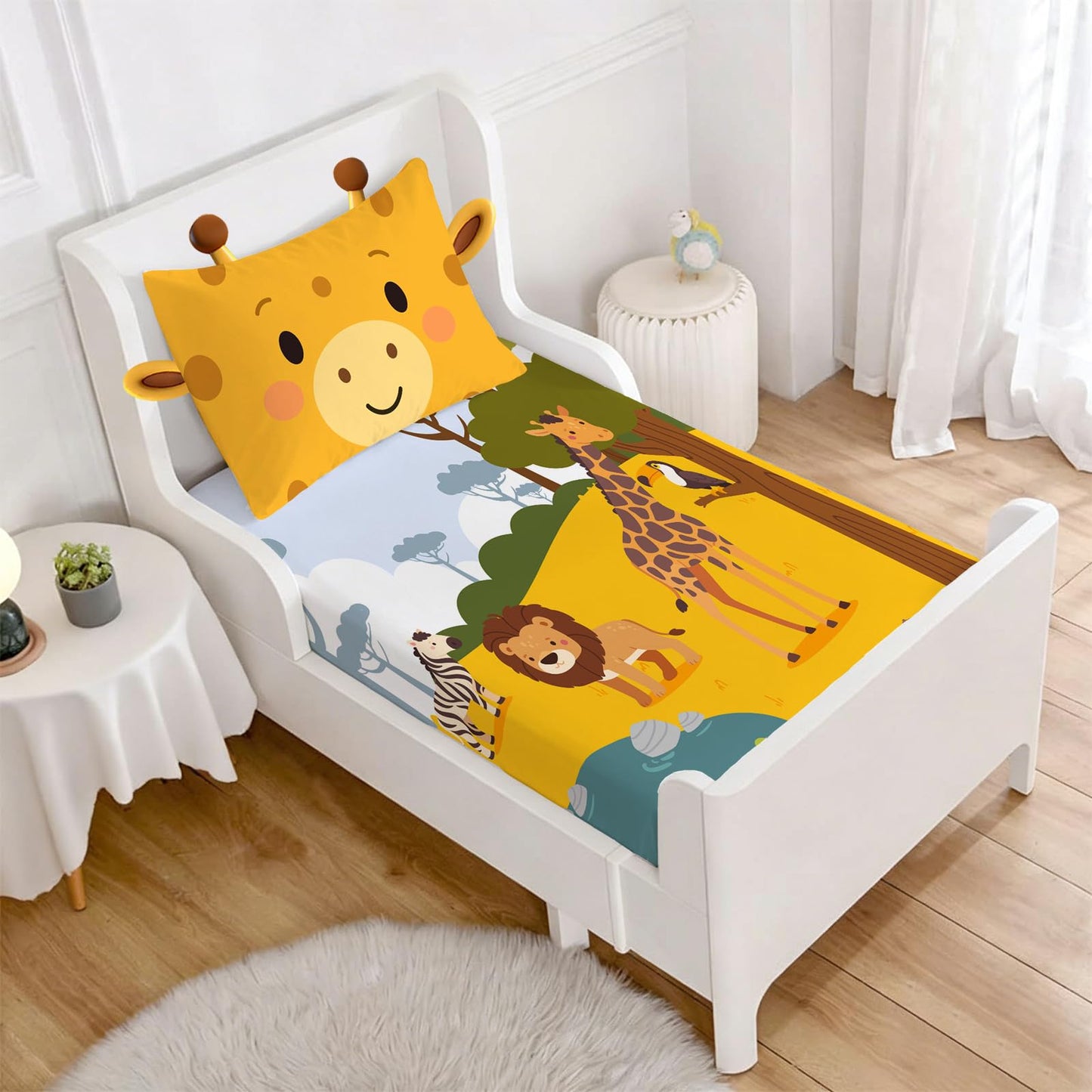 MUSOLEI Cute Animal Fitted Sheets Twin Animal Sheets Set Girls Sheet Set Jungle Sheet Deer Bedsheet Fox BedSheet Rabbit bedsheets for Kids (Twin)
