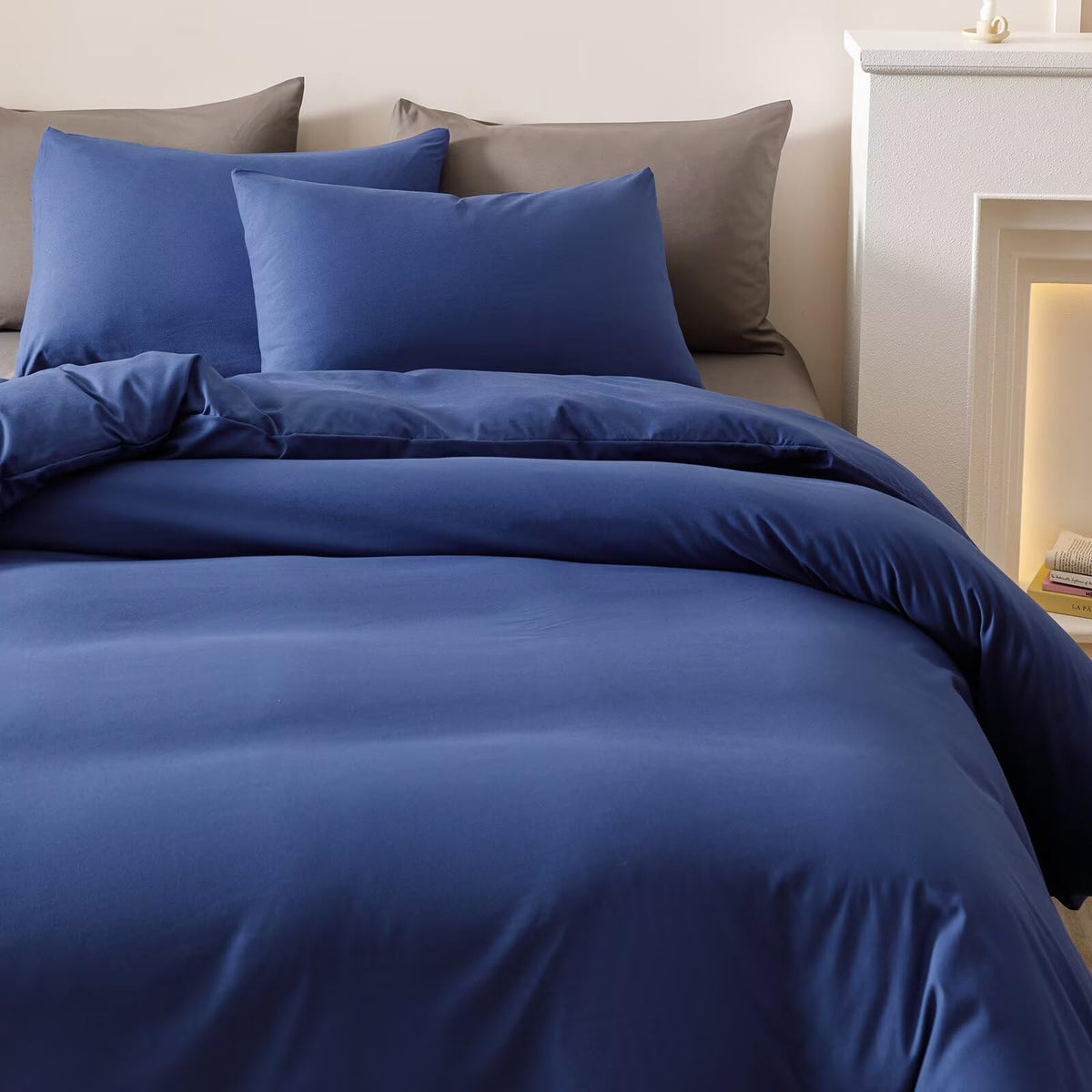 CLOTHKNOW Royal Blue Duvet Cover Sets Queen 3Pcs Blue Bedding Sets Soft All Season Bedding Duvet Cover Sets Queen