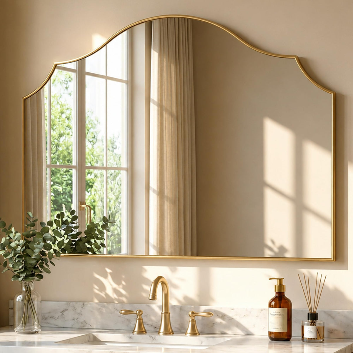 VIWILII 29"x39" Gold Arched Wall Mirror, Decorative Mirror