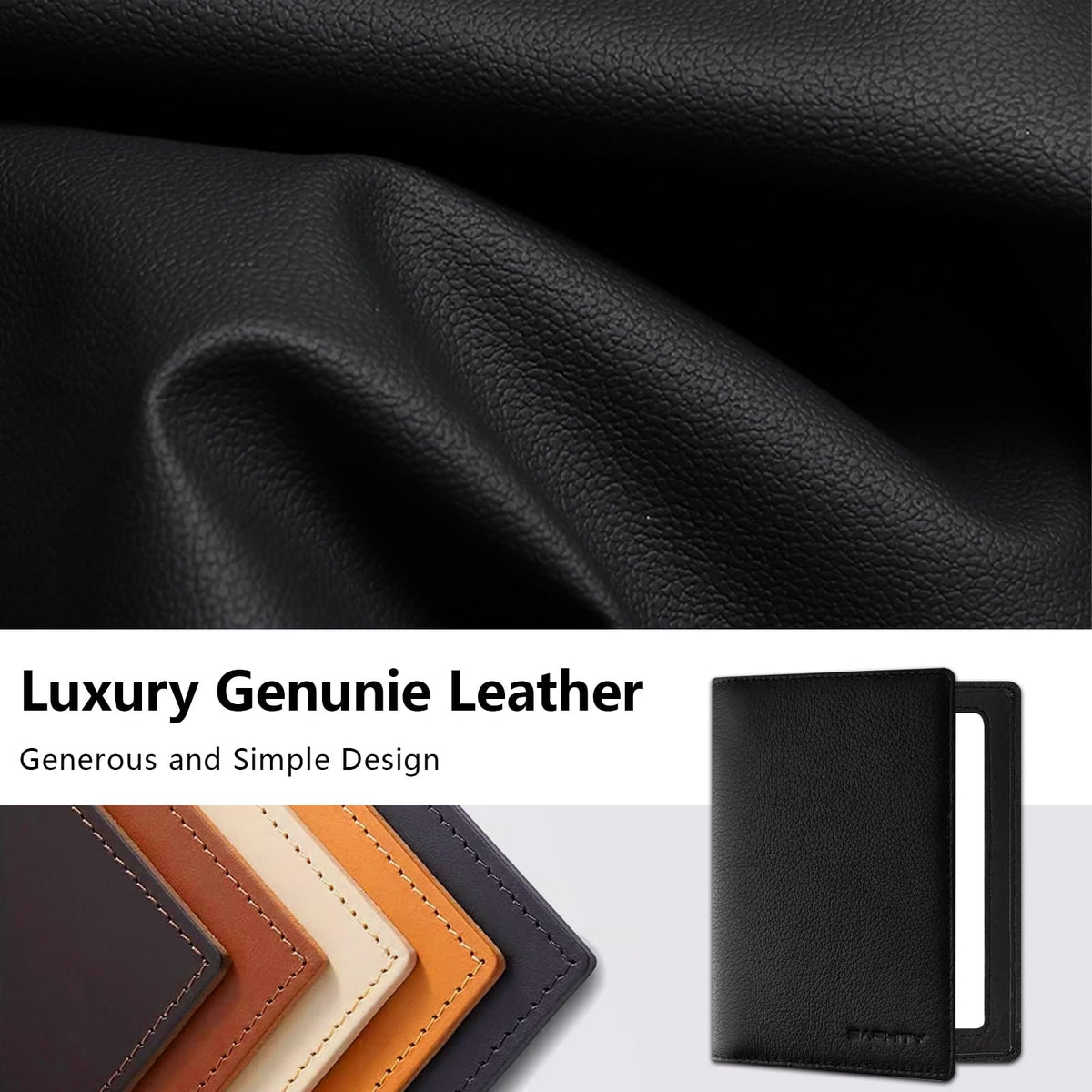 Genuine Leather Passport Holder Wallet Cover Gift for Women and Men-Gifts for Dad from Daughte-Travel Essentials Rfid Passport document Holder with Zipper Slot (Black)