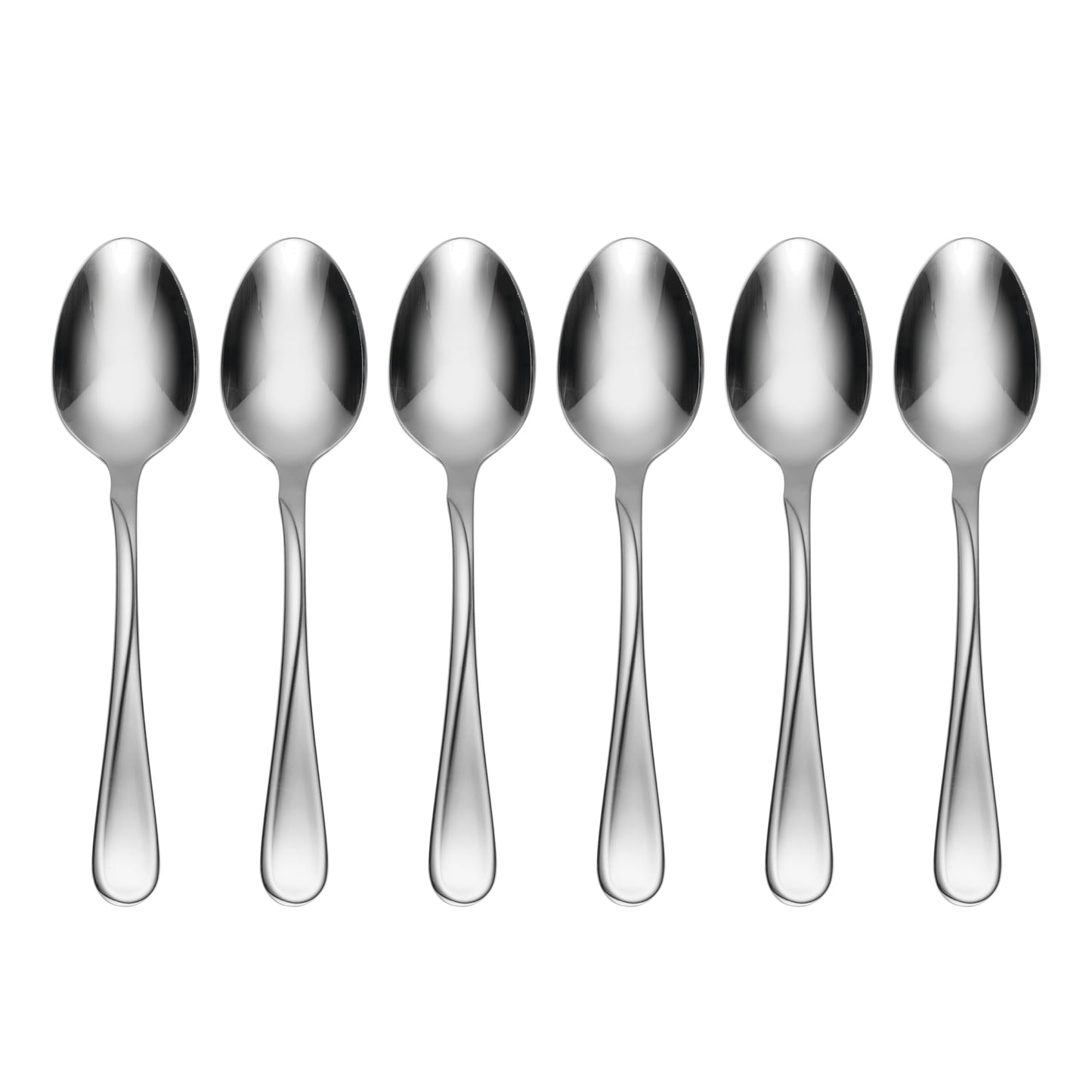 Oneida Silverware Set, Flight Everyday Flatware 6-Piece Teaspoons Set, Service For 6, Mirror Finish 18/0 Stainless Steel, Rust Resistant Dishwasher Safe, Home & Kitchen Utensils (Silver 6 Pieces)