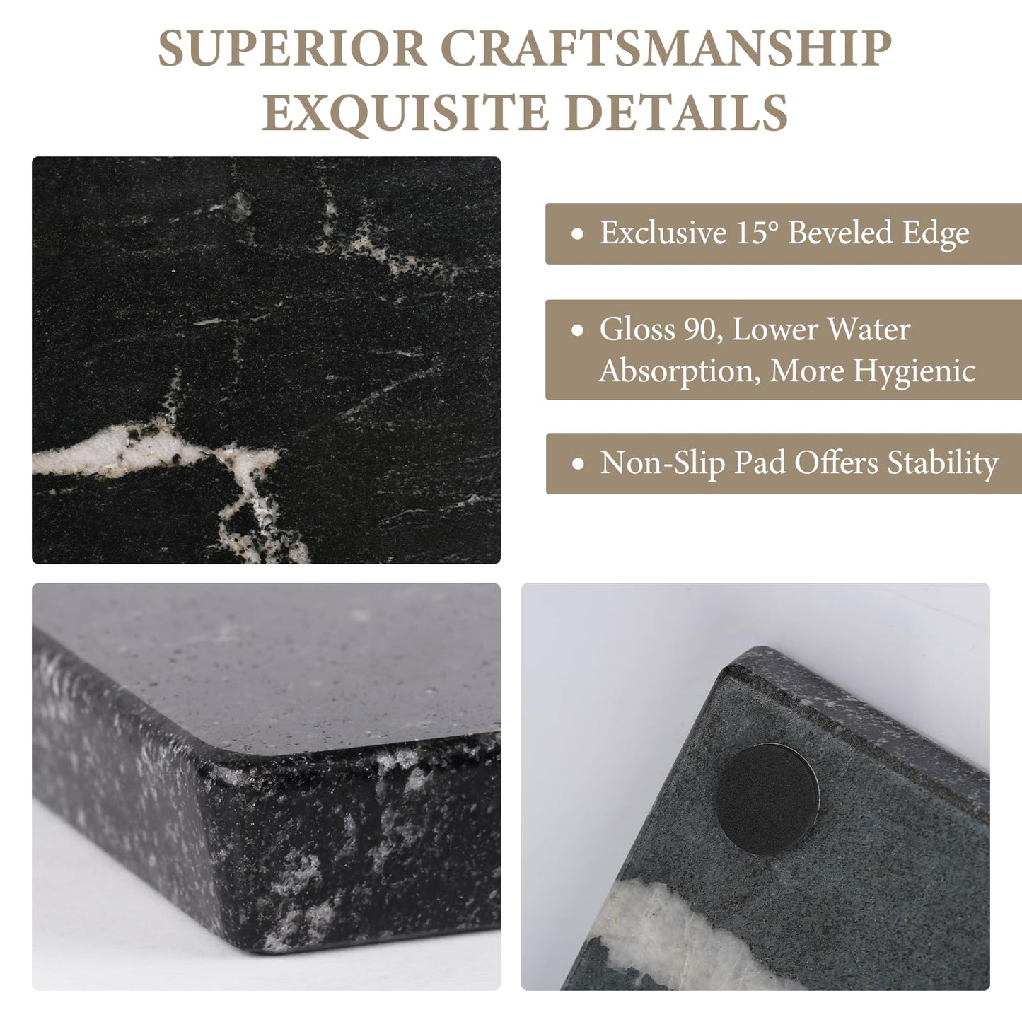 Koville Brazilian Natural Granite Cutting Board for Kitchen, 16x20inch Extra Large Hand Crafted Stone Slab for Cheese, Charcuterie, Pastry Board - Wedding Gift, House Warming Gift