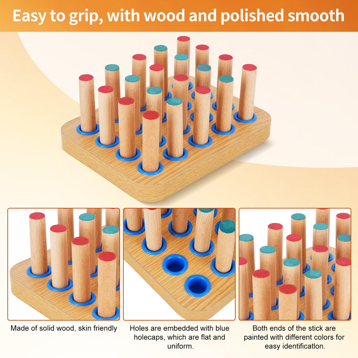 YiePhiot Wooden Pegboard for Occupational Therapy, Occupational Therapy Tools, Peg Board, Hand Therapy Equipment Hand Therapy Peg Board to Improve Finger Dexterity