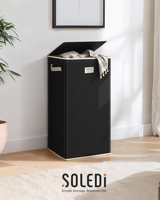 SOLEDI Laundry Hamper with Lid 100L Large & Tall Collapsible Laundry Basket