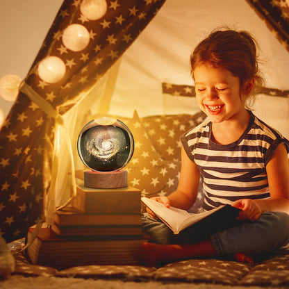 JANARARY 3D Galaxy Crystal Ball Night Light for Gifts with Colorful LED Light Base, Color Changing Light with Remote as a Birthday Gift for Teens Boys and Girls, Galaxy Model