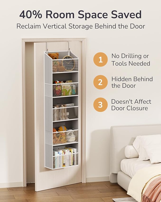 ULG Clear Over The Door Organizer 5-Tier Hanging Storage