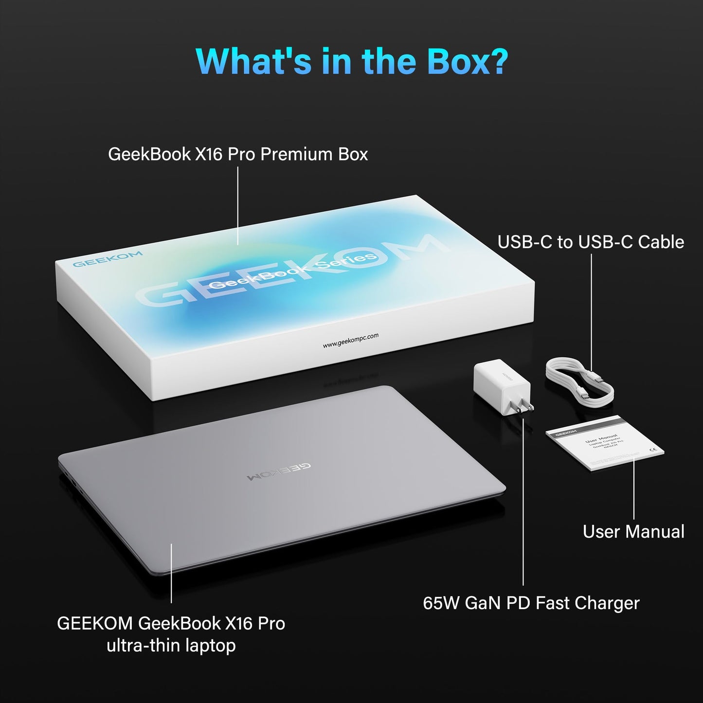 GEEKOM GeekBook X16 Pro 2.8 lbs Laptop, 16" 2.5K 16:10 Laptop Computer, Ultra 5 125H, 32GB LPDDR5x 7500MHz RAM 1TB SSD, Up to 17 Hour, USB4, Fingerprint, DTS:X Ultra Audio, Copilot, Windows 11 Pro