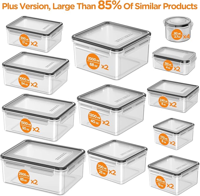 52 Piece Airtight Food Storage Containers Set