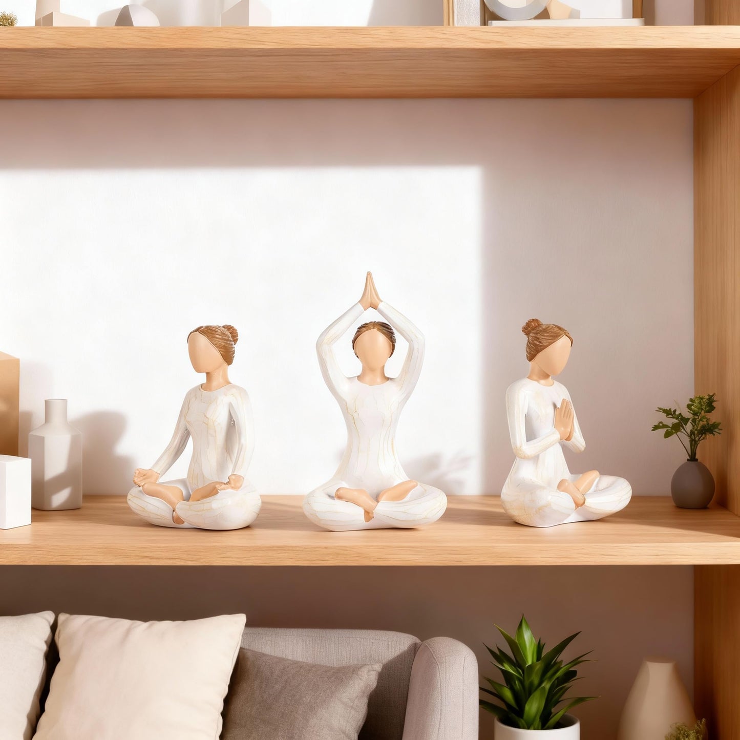 DOVDOV Yoga Figurine Set of 3, Zen Meditation Home Decor, Modern Art Pieces for Living Room Coffee Tables, Offices, Bookshelves, TV Consoles, and Mantelpiece Decorative Sculptures.