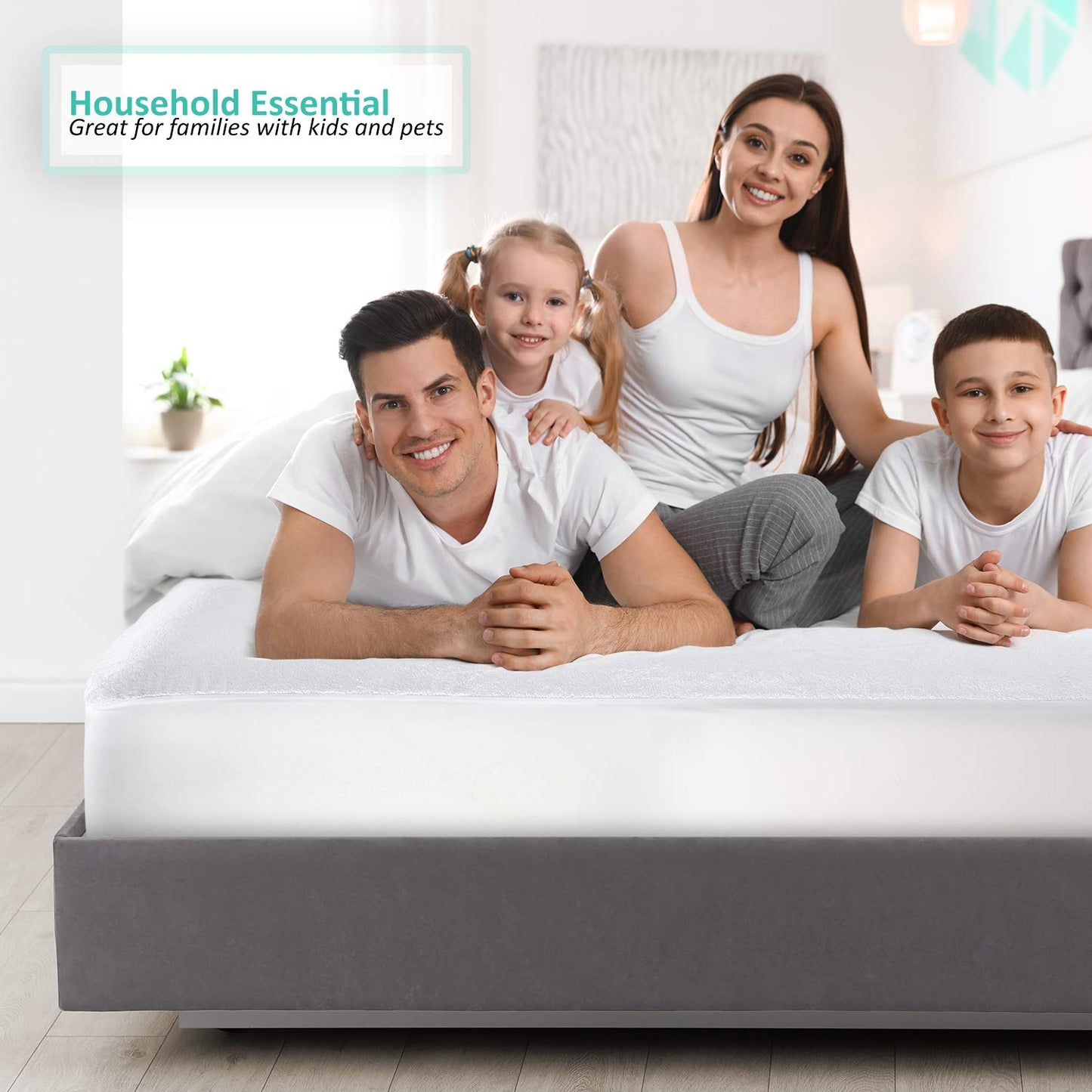 Nestl Premium Cotton Terry Mattress Protector – Soft and Waterproof RV Short Queen 14 Inch Deep Pocket Mattress Protector – Breathable & Noiseless Cover