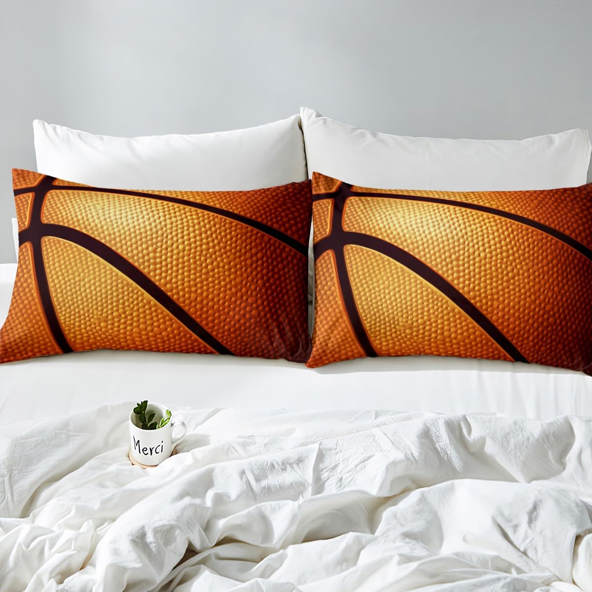 Feelyou Boys Basketball Bedding Set Sports Theme Bed Sheet Set for Kids Teens Men 3D Ball Pattern Fitted Sheet Breathable Basketball Player's Gift Bed Cover Room Decor Twin Size