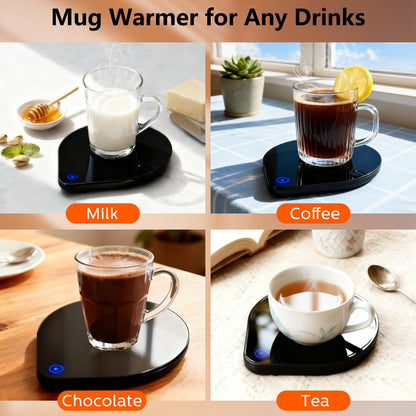 Coffee Cup Warmer with Mug Set: 2025 Upgraded Gifts for Christmas,Thanksgiving Cup Warmer with Temperature Setting and Auto Shut Off for Coffee Lover - Coffee Mug Warmer for Desk