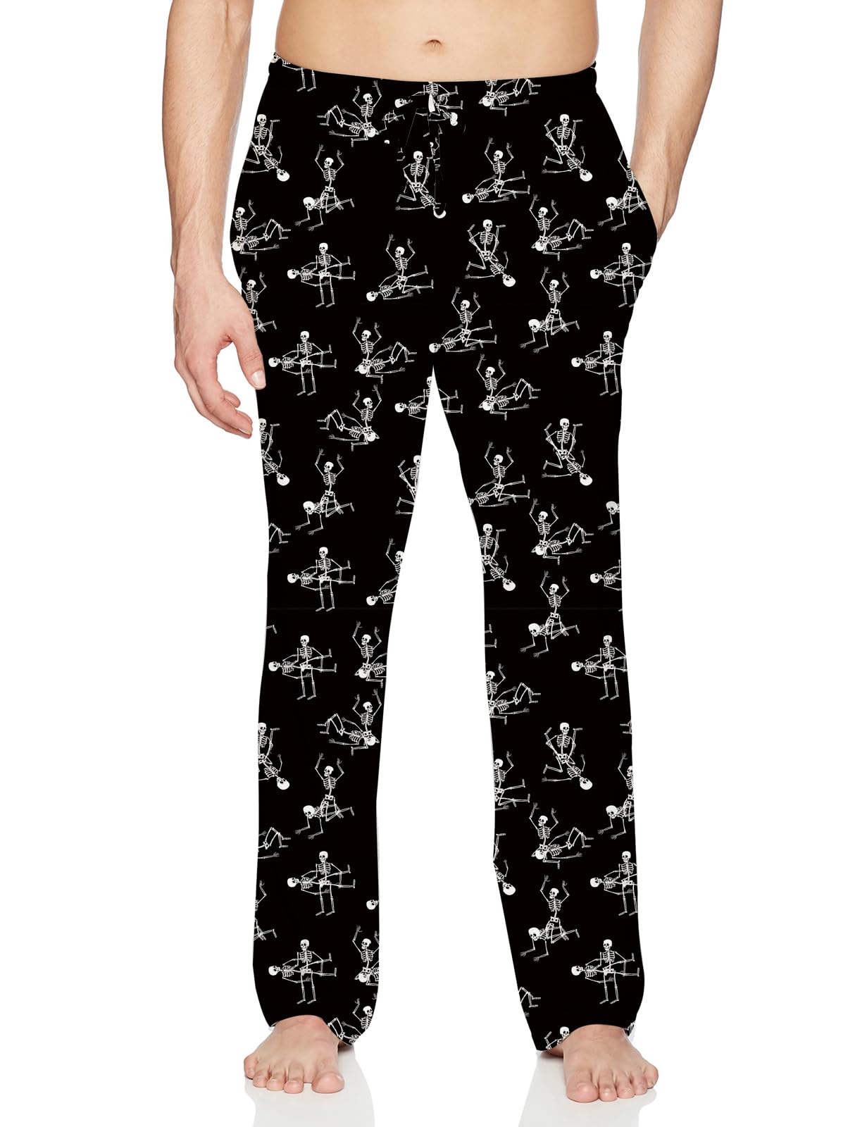 Mens Pajama Pants Christmas Multicolor Ugly Skull Atterned Bottoms Bright Colors Unique Designer Loungewear for Colleage University Theme Parties Halloween