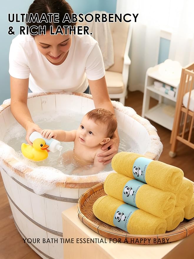 HIPHOP PANDA Baby Washcloths, Rayon Made from Bamboo