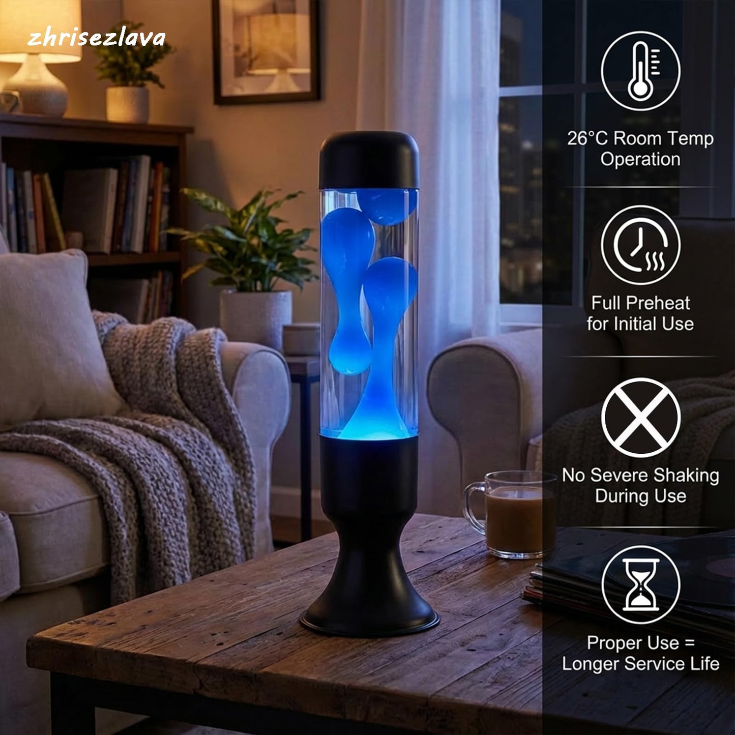 zhrisezlava Liquid Motion Lamps 16 Inch, Blue Motion Lamp Relaxing Night Light for Meditation, Aesthetic Room Decor Aesthetic Lamp, Cool Birthday Gifts for Boys Girls Adults, Black Base Liquid Lamp