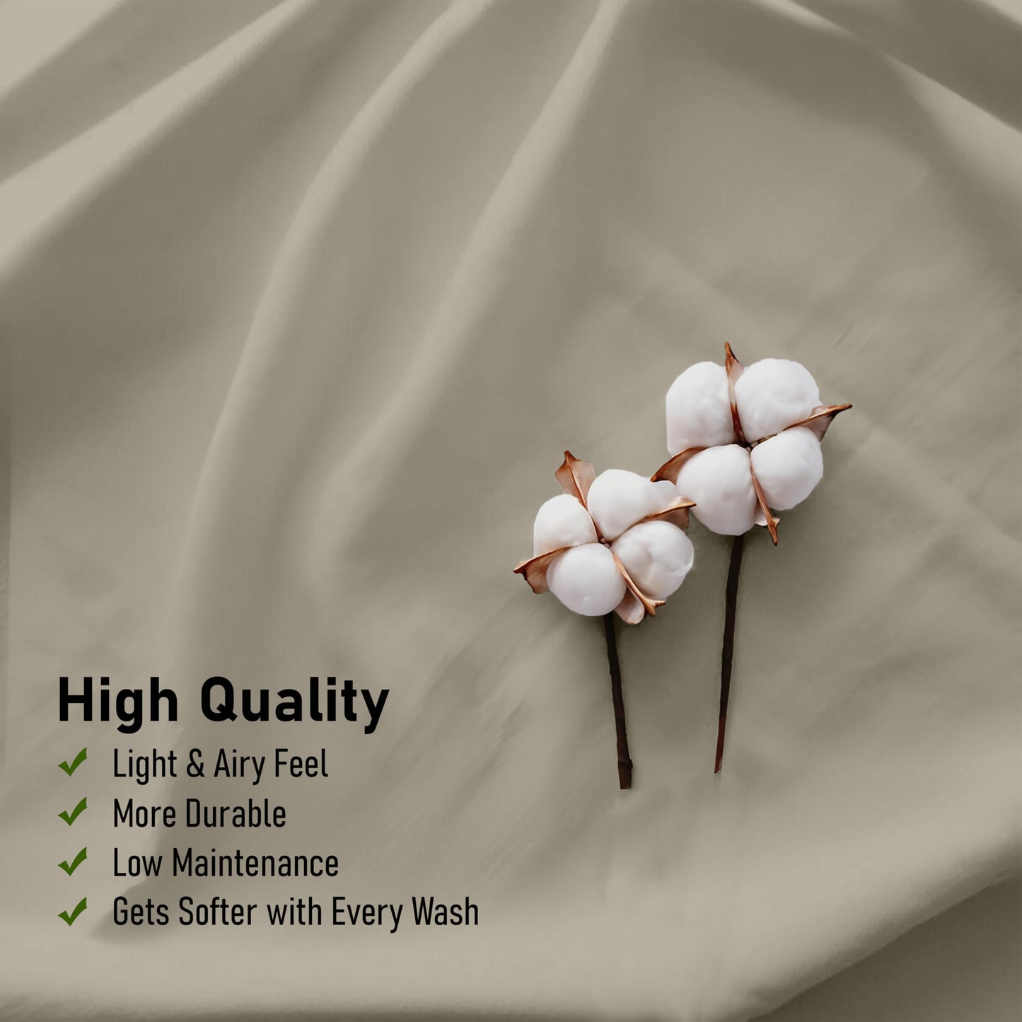 RUVANTI 100% Cotton Percale Sheets Queen Size – Crisp Cooling Bed Sheets for Hot Sleepers, Deep Pocket 16”, Soft Breathable & Durable Hotel-Style 4 Piece Set, Taupe