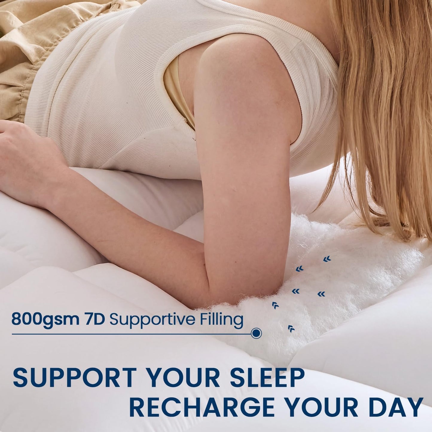 YUGYVOB Mattress Pad Extra Thick, Cooling, and Breathable Full Size Mattress Topper 8-21" Deep Pocket Soft Down Alternative Fill