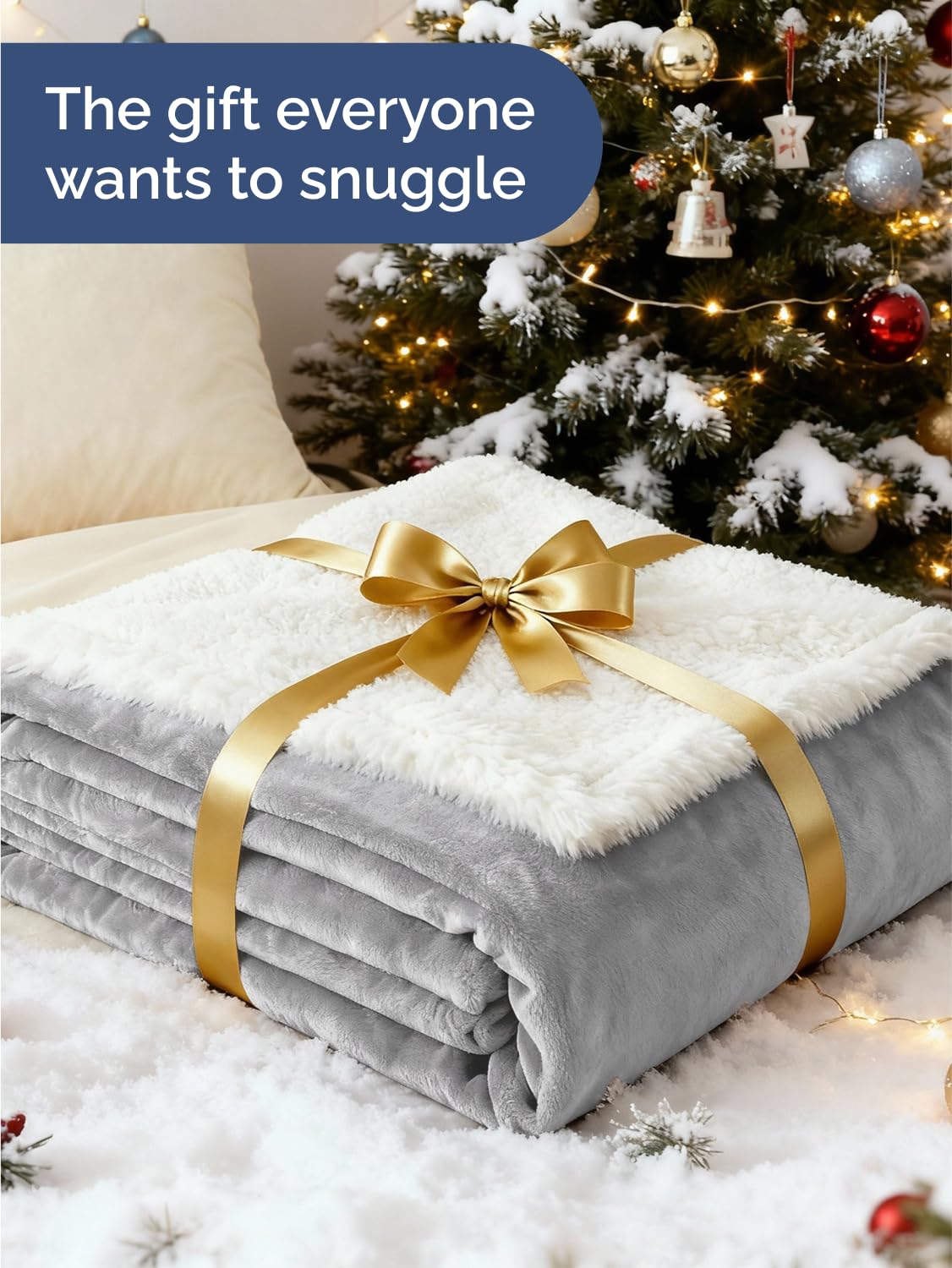 Sherpa Fleece Blanket Throw Size - Reversible Sherpa Fleece Throw Blanket - Super Soft Double Sided for Bed, Sofa, Couch - Thick, Warm, Fuzzy & Plush - Luxurious Bedding for Winter - Grey, 50" x 60"