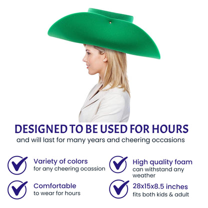 FUNSTITUTION Cowboy Hat - Giant Foam Hat - Oversized Cowboy Hat - Red - For Adults and Kids - Hilarious Hat - Large - Polyurethane Foam - All Ages
