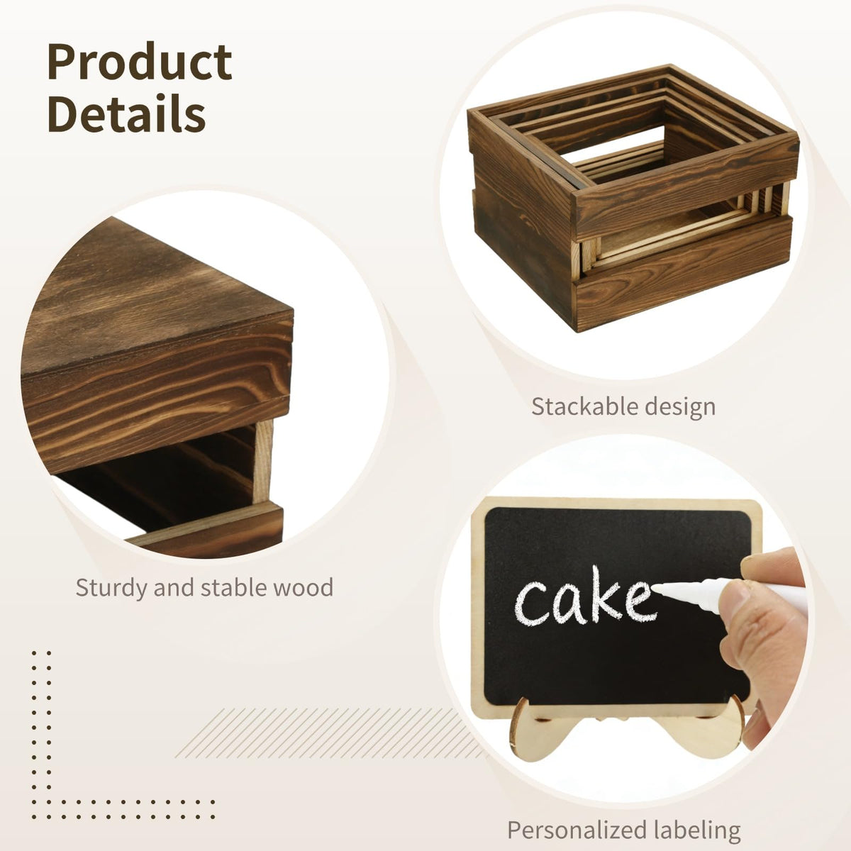 ZALIR 8 Pcs Rustic Wooden Risers for Table Display with 8 Mini Signs and 2 Pens - Tiered Dessert Display Stands, Rustic Cake Stand Buffet Risers for Party, Wedding, Birthday, Shower, 4 Sizes