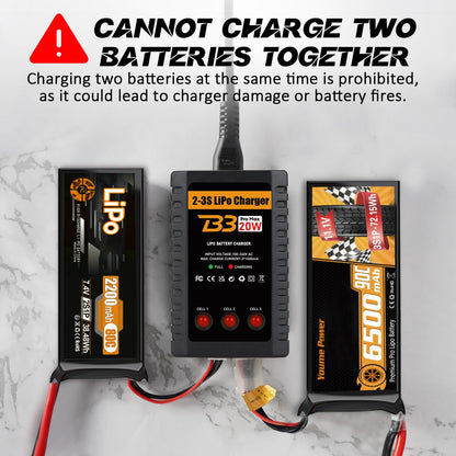 HTRC Lipo Battery Charger, 20W Lipo Charger for 2-3S Lipo Battery Pack(7.4V-11.1V), Airsoft Battery Charger, Fast RC Balance Charger for RC Car, Airsoft Gun, RC Boat, Etc