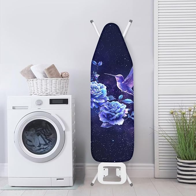 Purple Hummingbird Rose Ironing Board Cover and Pad Rooster Pattern Extra Wide