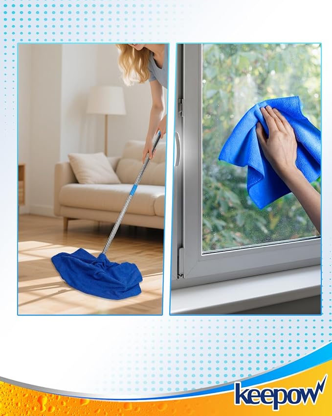 KEEPOW 4PCS Extra Large Microfiber Cleaning Clothes, Washable Reusable