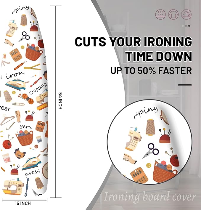Extra Thick Ironing Board Cover and Pad, 15x54 Ironing Board Cover, Resist