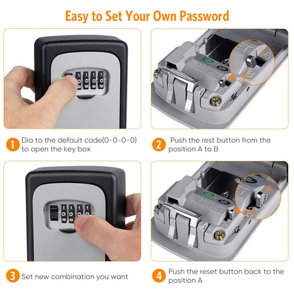 Key Lock Box Wall Mounted, Fayleeko 4 Digit Combination Lockbox for Outside, House Keys - 5 Keys Capacity, Key Safe Security Storage Lock Box for Indoor, Outdoor, Garage, Garden, Store (Grey, 1Pack)