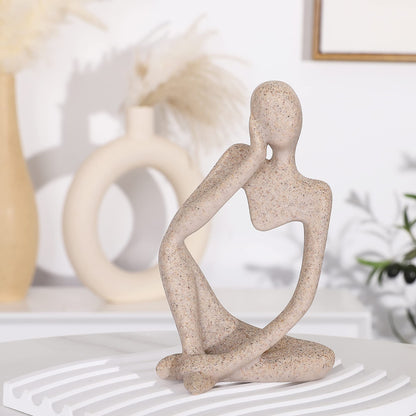 Winshall Thinker Statues and Sculptures,Sandstone Resin Thinker Statue Ornaments, Abstract Style Sculptures, Housewarming Gifts, Home Decorations, Living Room Desk Decor (Sandstone)