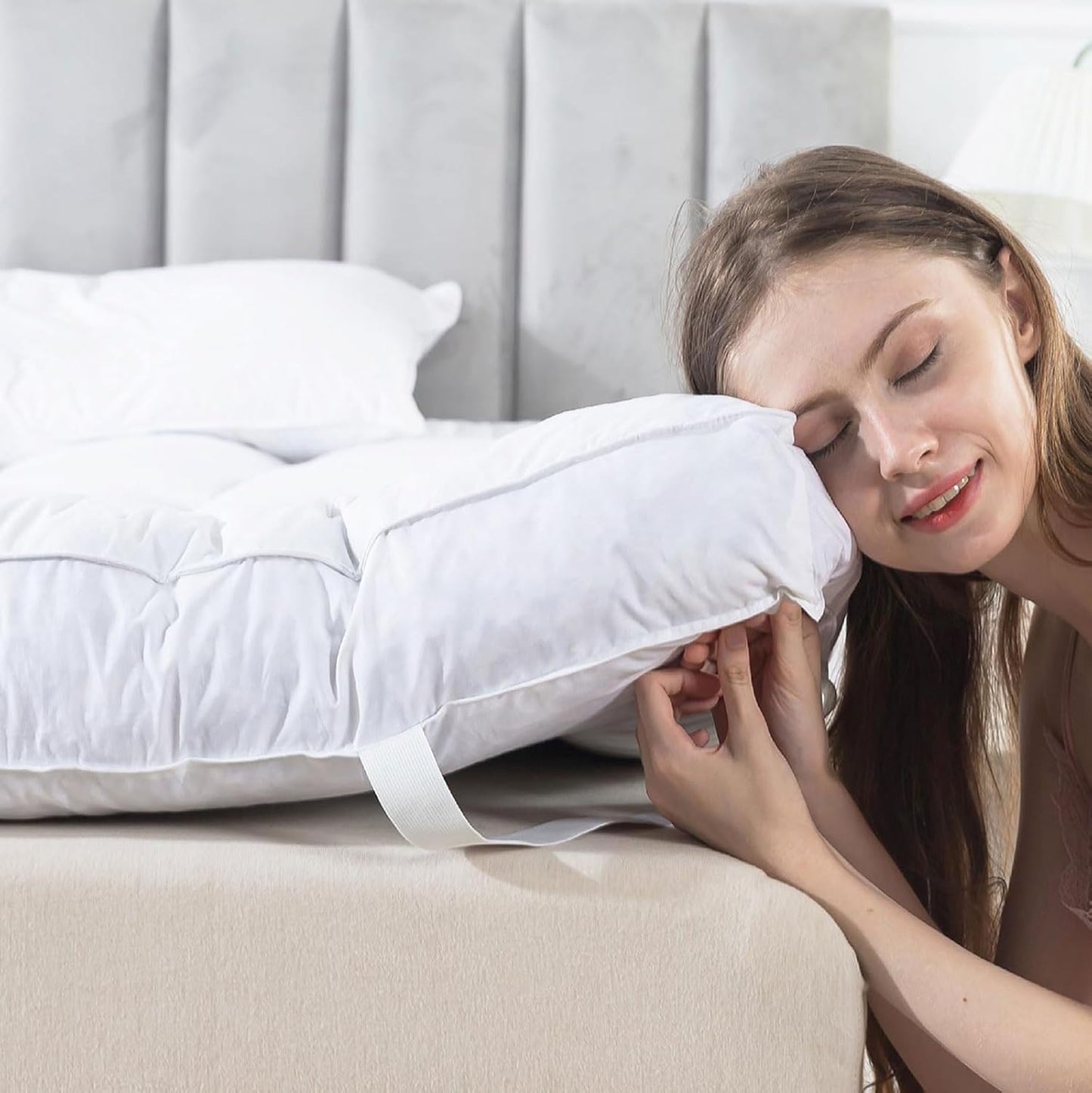 WhatsBedding 3 Inch Feather Bed Mattress Topper,Duck Feather Memory Foam Mattress Topper,Thickened Topper Layer,Twin