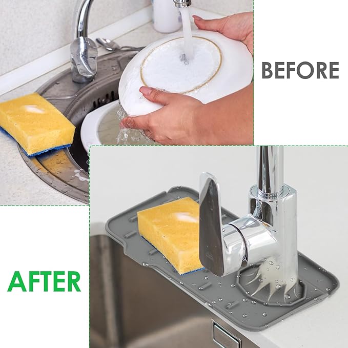 Sink Faucet Splash Guard Mat Silicone Soap Dish Pad Faucet Handle Drip Catch