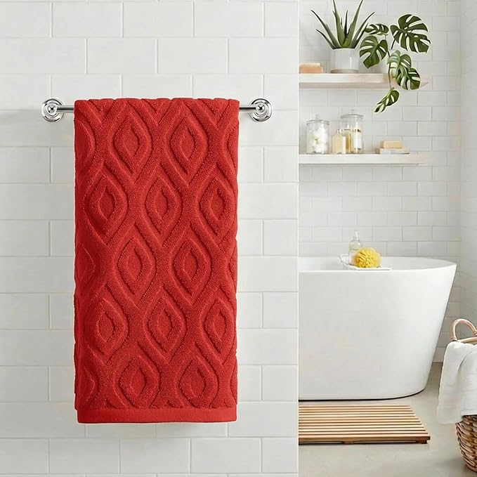 Artoid Mode 1 Pc Red 3D Diamond Grid Jacquard Hand Towels