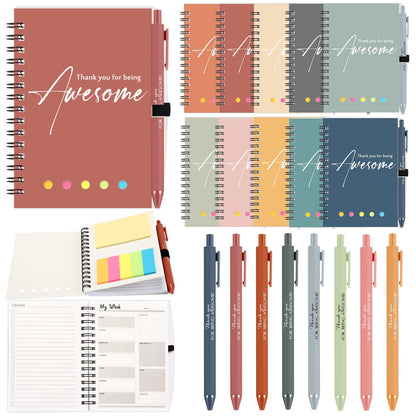 10 Sets Employee Appreciation Gift Bulk for Nurse Teacher Thank You Being Awesome Weekly Planner Notebook Pen Sticky for Staff Admin Professional Volunteer Coworker Graduation (Plastic,Bright Colors)
